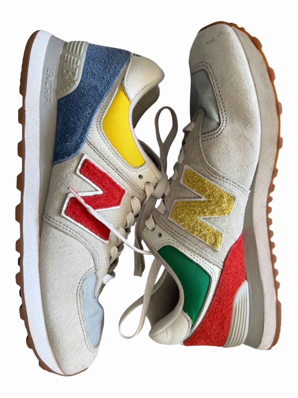 STAUD Multicolor Suede & Canvas Sneakers - Red, Yellow, Green, Blue, Tan